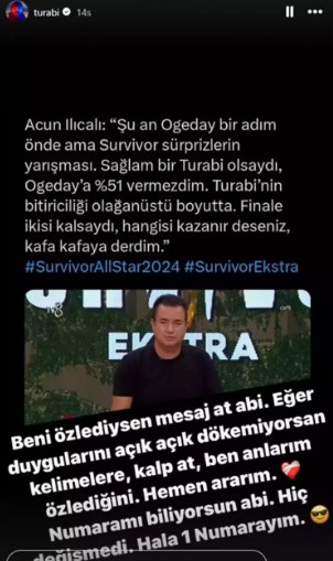 Turabi, Acun Ilıcalı'nın sözlerini paylaştı!